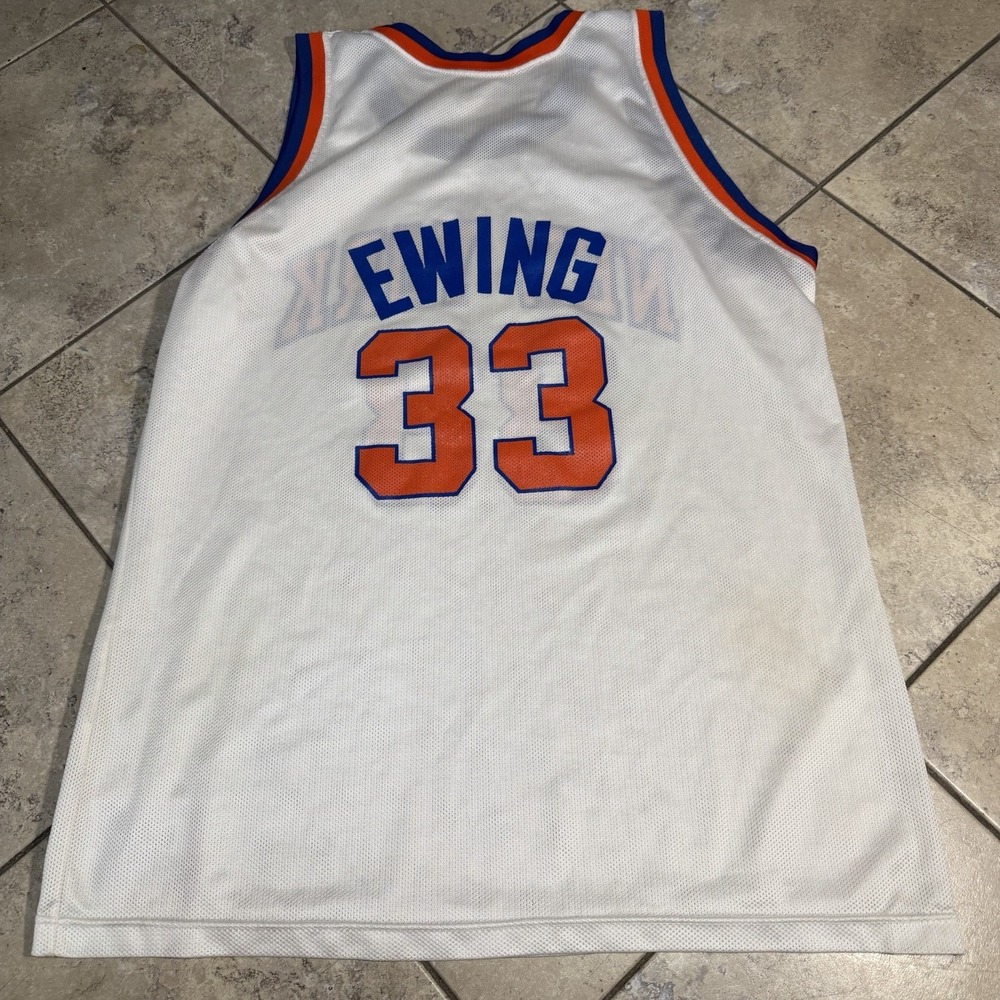 Vintage 90s Champion Patrick Ewing New York Knicks White Jersey 44 NBA Finals - Picture 5 of 9